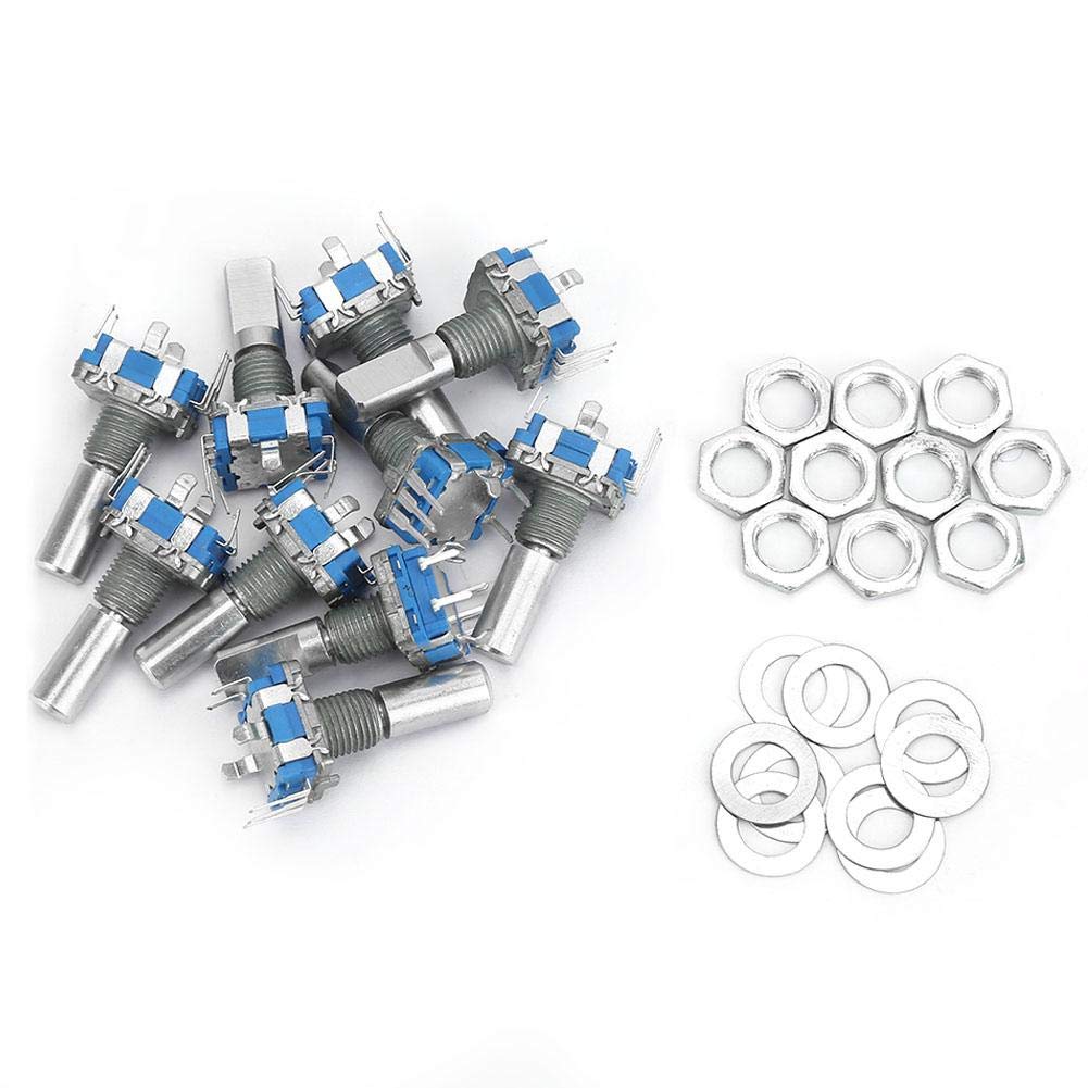 Rotary Encoder, 10pcs 360 Degree Rotary Encoder Coding Switch EC11 Digital Potentiometer with Switch 5 Pin for Electronics Multimedia Audio, Instrumentation