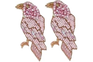 EMDOMO Handmade bird rhinestone beaded Patches for clothes Sew on sequins patch Applique embroidered bird parches bordados para 2PC (NO.1)