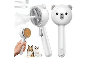 Pecait Cat Steam Brush, Self Cleaning Pet Spray Hair Removal Comb with Release Button, 3 in 1 Cat Brush for Indoor Cats for Shedding, Waterproof Pet Grooming Brushes for Long Short Haired Dogs Cats