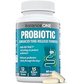 Balance ONE Probiotic for Women &amp; Men, 15 Billion CFU, 12 Strains, 60 Count | Time Release Tablets, Gut Health, Digestive Health, Gas &amp; Bloating Support, 60-Day Supply, 15x More Survival Than Capsules