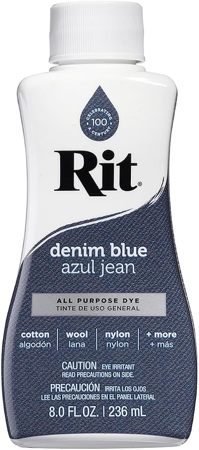 Rit Nakoma Rit Liquid Dye Denim Blue 8oz Dye for Fabrics