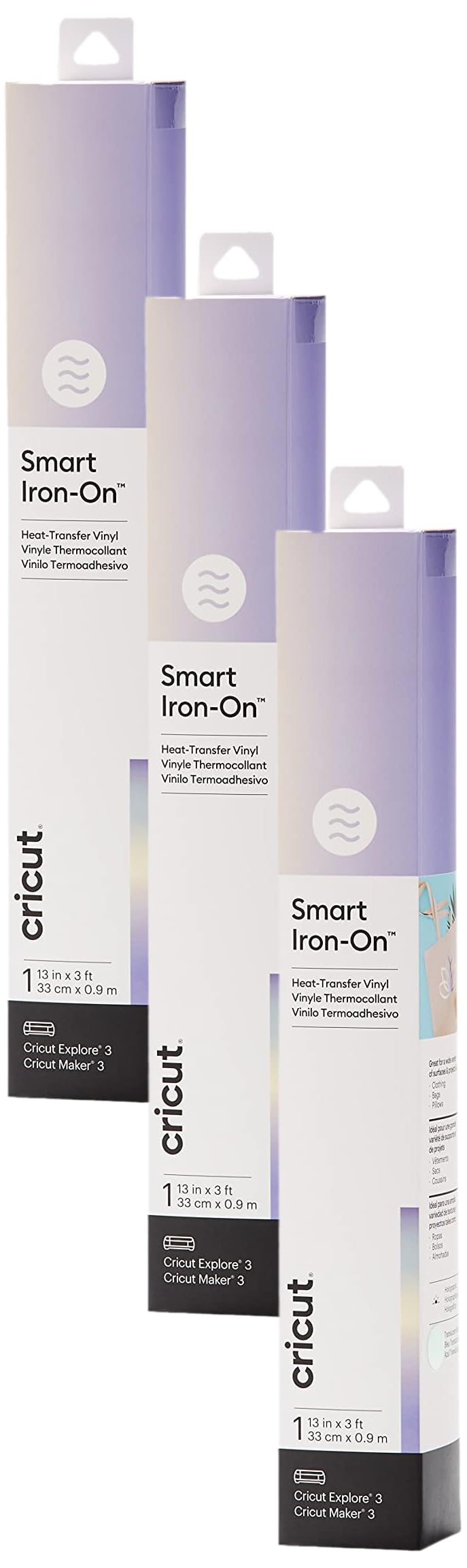 Cricut Smart Iron On, Holographic – Translucent Blue, 3-Pack of 3ft Rolls (13″x36″) HTV Heat Transfer Vinyl – Compatible with Cricut EasyPress & Explore 3 + Maker 3 Machines