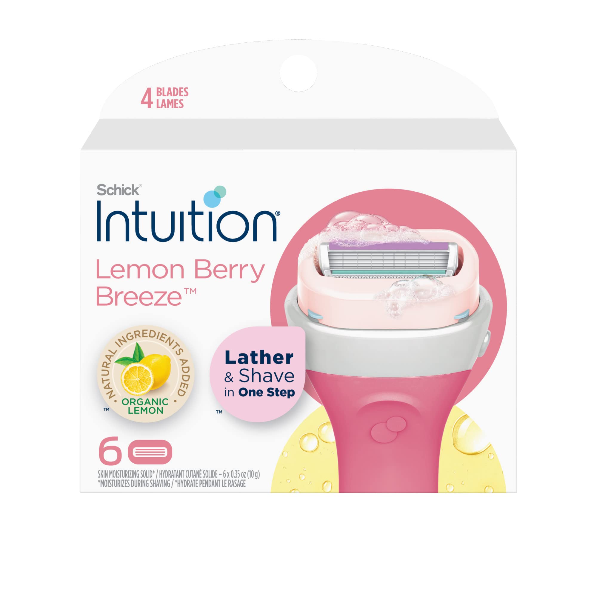 Photo 1 of Schick Intuition Refill, Lemon Berry Breeze Razors for Women | Intuition Razor Blades Refill with Organic Lemon, 6 Count Razor Refills