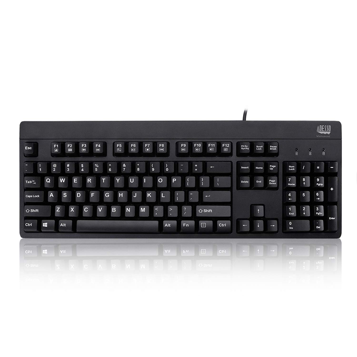 Adesso Easy touch 630Ub, Antimicrobial Waterproof Keyboard (AKB-630UB),Black