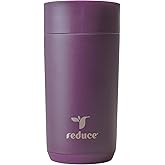 REDUCE Perk 10oz Insulated Coffee Tumbler &ndash; Leak-Proof with Lockable Lid and Vacuum Insulation&ndash;Durable Stainless Steel&ndash;Fits Car Cup Holders&ndash;One-Handed Travel Mug in Sand Leopard Print - Midnight Plum
