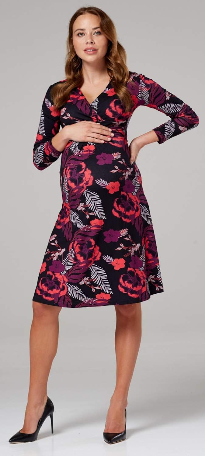 Happy Mama Donna Abito Elasticizzato prémaman Vestito Svasato Manica Lunga  890p Prima infanzia Abbigliamento premaman berjaya.edu.my