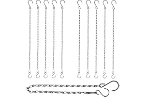 RIFNY 20 Inch Chain for Hanging Plants, Black Small Plant Chains for Hanging Baskets Kits with Hooks for Bird Feeders Planters Billboards Lanterns Wind Chimes Ornaments Outdoor Indoor Use (10 PCS)