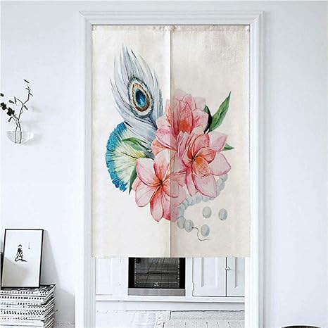 Amazon ヘビ のれん 85x1cm 水彩牡丹アネモネ花孔雀の羽とビーズ巧妙な画像装飾 和風 おしゃれ 北欧 のれん 夏 のれん 甘酒 暖簾 縁起 のれん オンライン通販