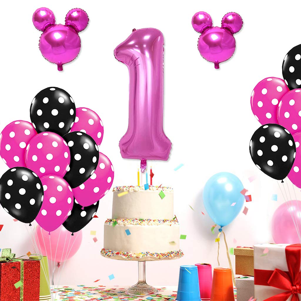 Techat Co Il Decoracion Para Fiestas Articulos De Fiesta Amycute 13 Pcs Globos De Cumpleanos 1 Ano De Mickey Minnie Decoracion Fiesta De Cumpleanos Fiesta De Mickey Minnie 1 Globo De Papel De Aluminio