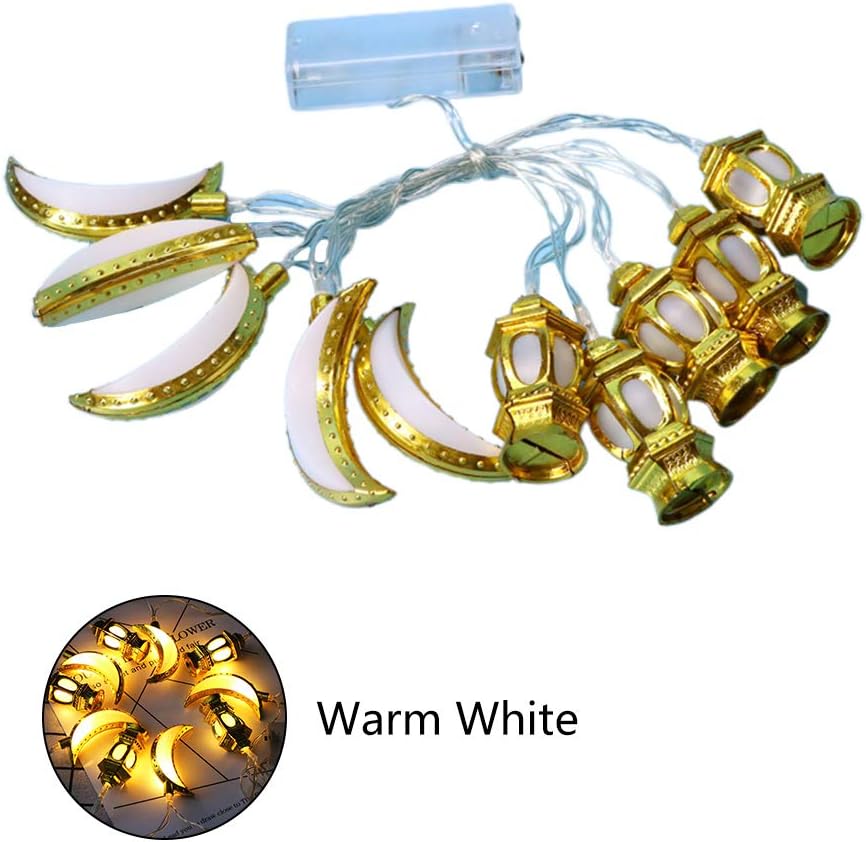 Angelliu LED Light Garland, Moon Lamp Shape and Ramadan Lantern Decorations for Home, Party