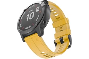 OVERSTEP Compatible with Garmin Fenix 5X Band 26mm Width Soft Silicone Watch Strap for Fenix 6X/Fenix 7X/Fenix 5X Plus/Fenix 6X Pro/Fenix 3/Fenix 3 HR/Tactix/Descent MK1/D2 Delta PX/D2 Charlie, Yellow