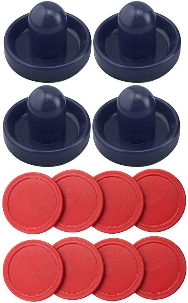 Blue Air Hockey Felt Pushers Red Pucks Goalie Sticks Grip