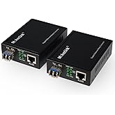 MokerLink Gigabit SFP to RJ45 Converter, A Pair 2 Pack Single-Mode Fiber to Ethernet Media Converter, 10/100/1000Mbps RJ45 Po