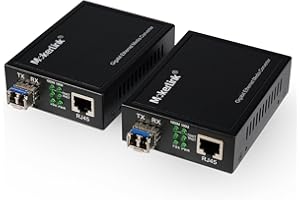 MokerLink Gigabit SFP to RJ45 Converter, A Pair 2 Pack Single-Mode Fiber to Ethernet Media Converter, 10/100/1000Mbps RJ45 Port, 1000Base-LX SFP Module 1310nm up to 20KM