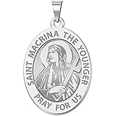 PicturesOnGold.com Saint Macrina The Younger Religious Medal - Oval - 1/2 X 2/3 Inch Size of Dime, Sterling Silver