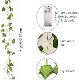 HanYun 2 Pack 6.56Ft Ivy Leaf Garland with 20 LED Fairy Lights view 2
