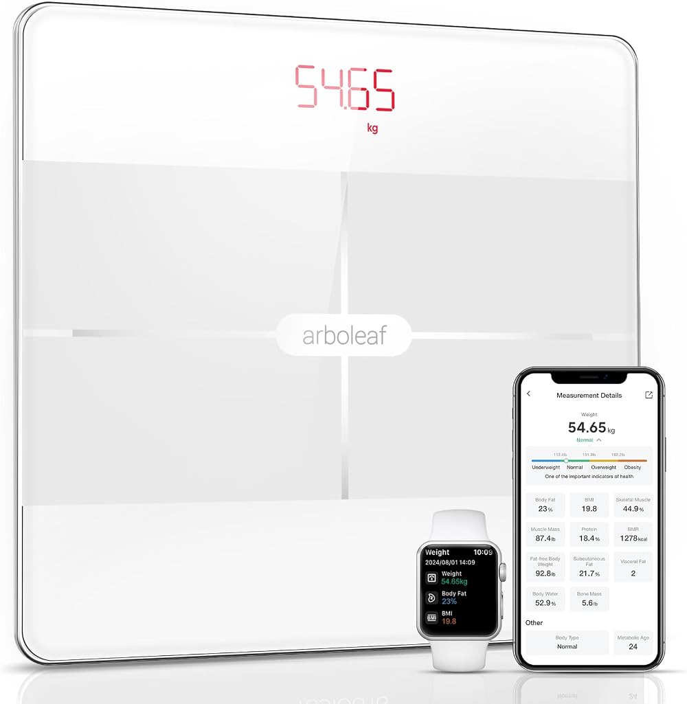 arboleaf Weighing Scale with Bluetooth 396lb 180kg 13 Metrics