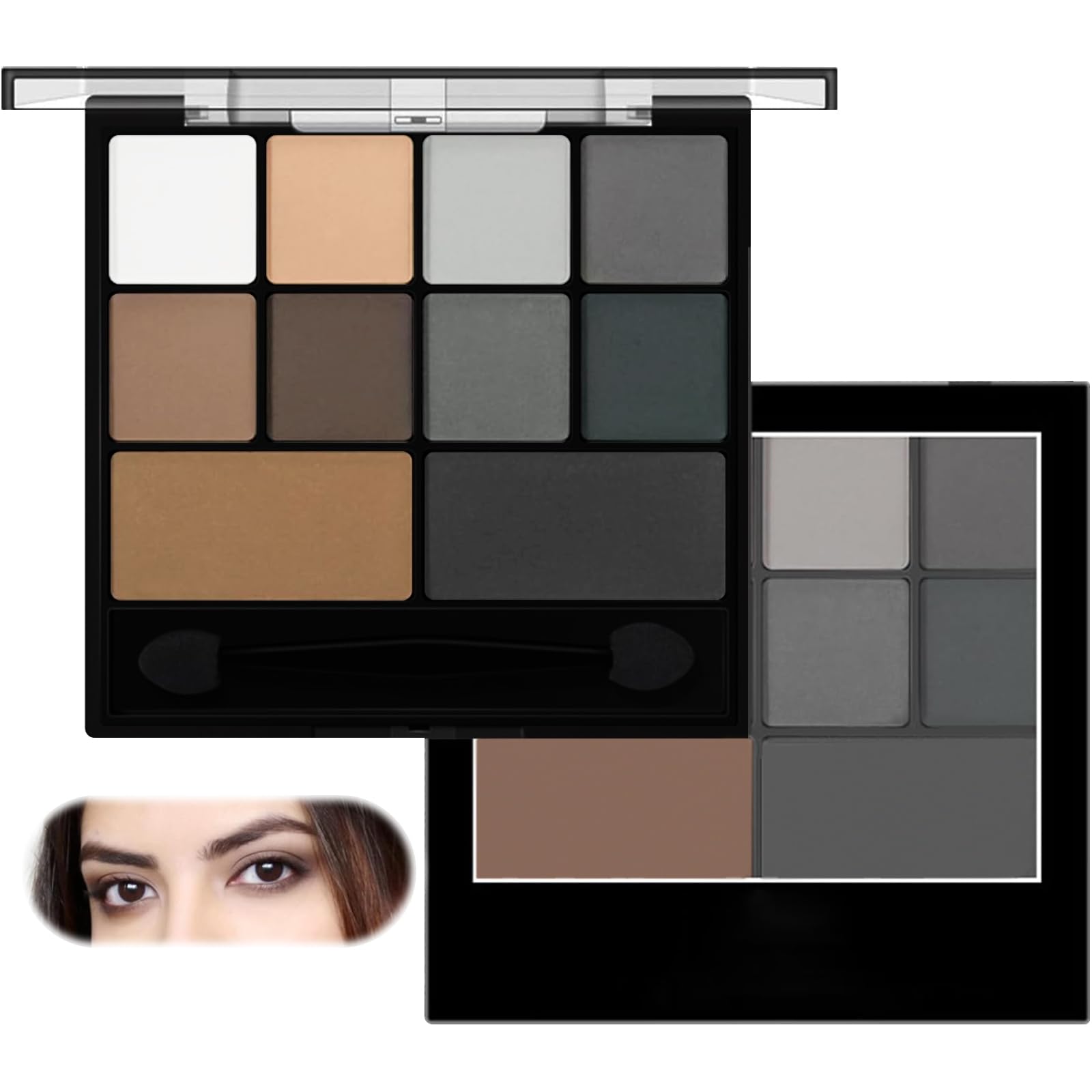 FEXPDL Smokey Eyeshadow Palette Matte Eye Shadow Pallets for Women, Highly Pigmented Long Lasting Black Eyeshadow, 10 Colours Professional Eyeshadow Palette with Dual-Ended Applicator Brush