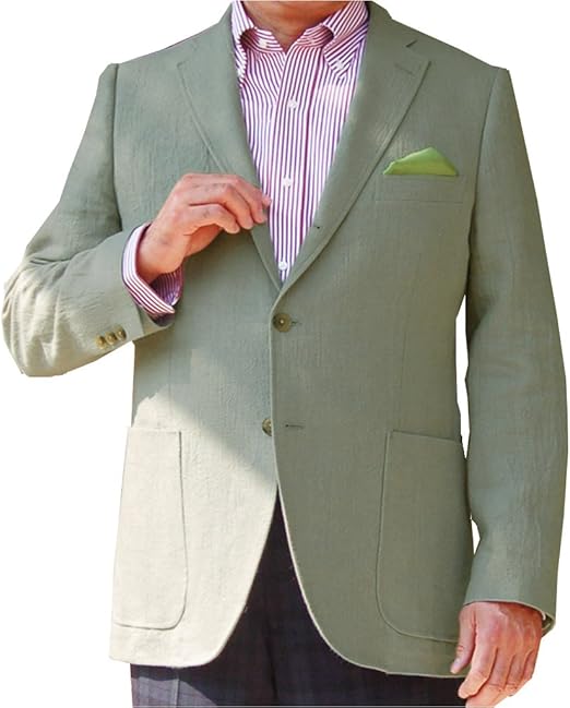 Amazon オックスフォードクラシックプレミアムライン Oxford Classic Premiumline 春夏 段返り3つボタン 麻100 シワ加工ジャケット カーキ系 3612 コート ジャケット 通販