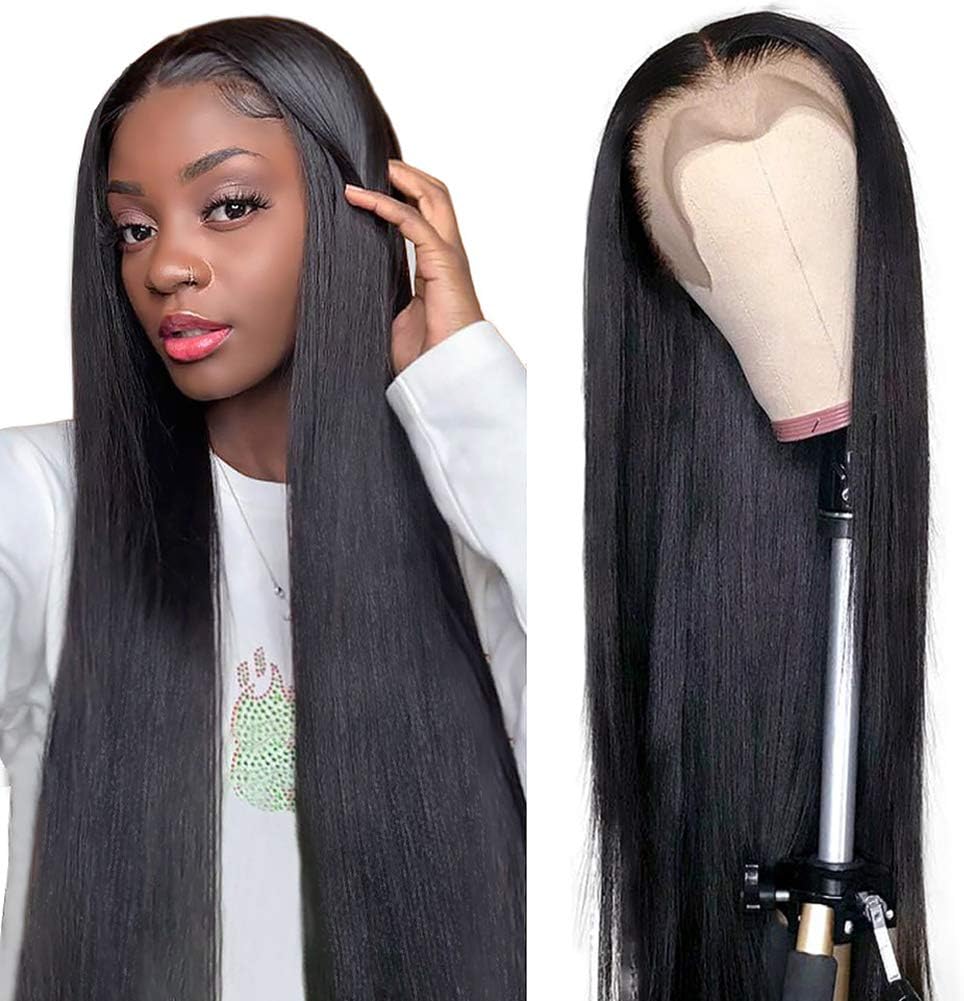 Lace Front Wigs Human Hair 150% Density 9A Unprocessed Brazilian Virgin Straight 13x4 Human Hair Wigs for Black Women Pre Plucked with Baby Hair Natural Hairline (14inch, Straight)