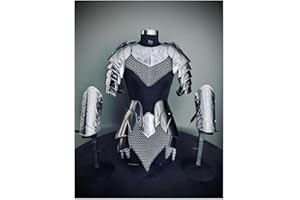 NAUTICALMART Medieval Knight Armor Shoulder Guard with Tasset Belt & Greaves/Bracers Brave Lady Armor, Chainmail Armor, Cosplay Armor, LARP Armor, Fantasy Armor