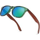 cloudfield Wood Frame Sunglasses for Men and Women with 9-Layer Polarized Lenses and Double Layer of UV Blocking Coating