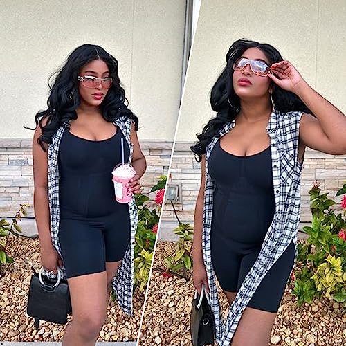 SHAPERX Bodysuit for Women Tummy Control Shapewear MidThigh Seamless