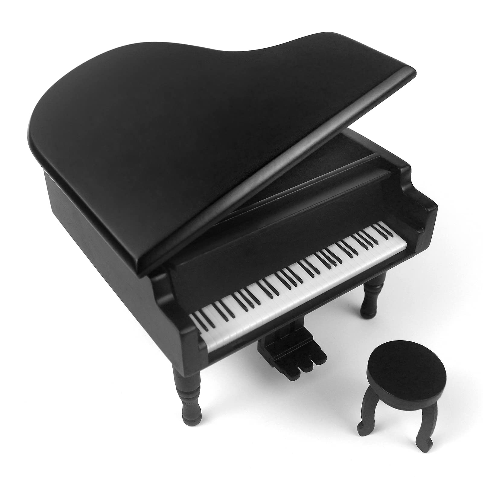 Sinzyo Wooden Black Piano My Neighbor Totoro Shaped Music Box with Stool Creative Birthday Gift for Valentine's Day