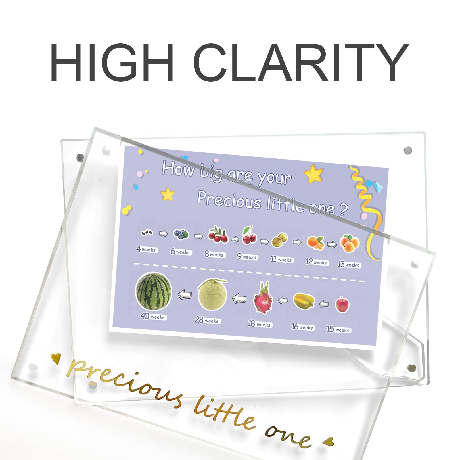 Zyeco A5 Magnetic Acrylic Ultrasound Picture Frame, Baby Keepsake for Baby Announcement, Birth Information, Baby shower, Expecting Mom to be Gifts