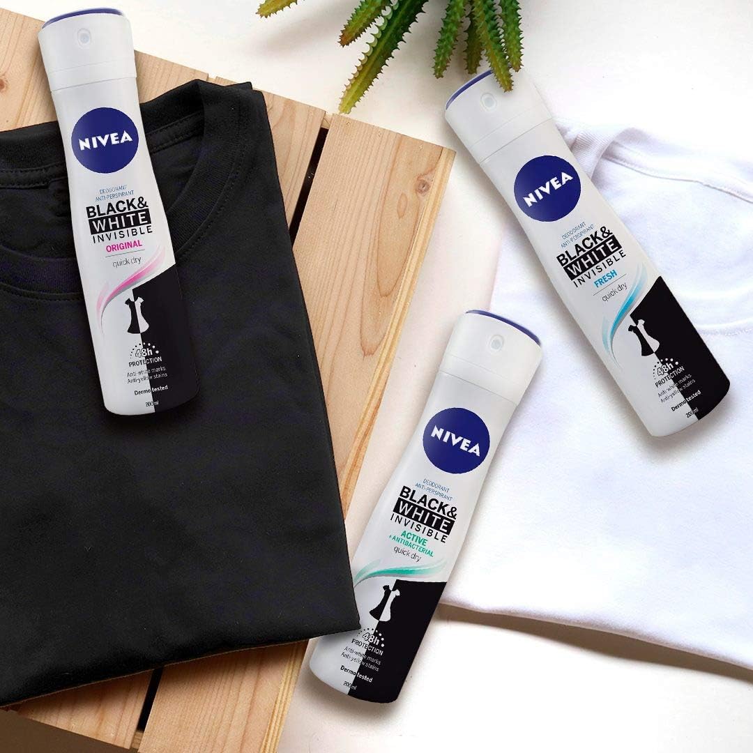 Nivea Nivea Invisible Spray for Black & White Active - 200 ml - Pack of 6, 200 ml (Pack of 6) - Image 5