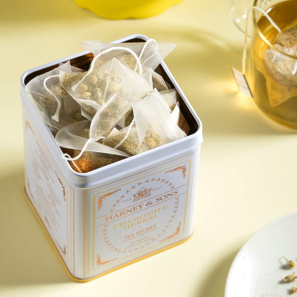 Harney & Sons Chamomile Herbal Tea, Classic Tin, 20 Sachets, white : Harney And Sons Tea : Grocery & Gourmet Food
