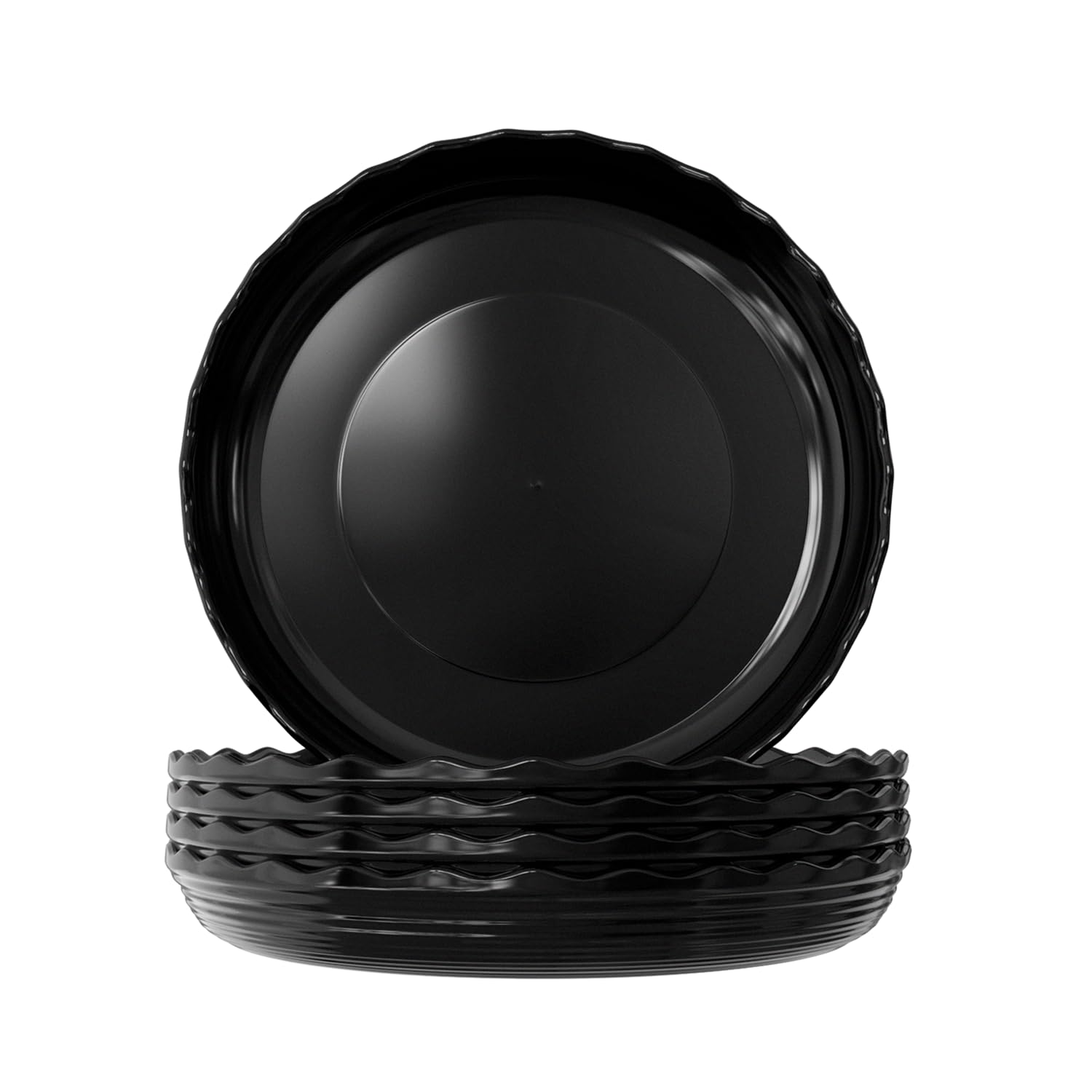 Kunjocy Pack of 5 Durable Black Plant Pot Saucers, Round Flower Pot Flowerpot Saucer Plastic Plant Trays Containers Plant Plate Pots for Indoor Household Outdoor Garden (22 cm)