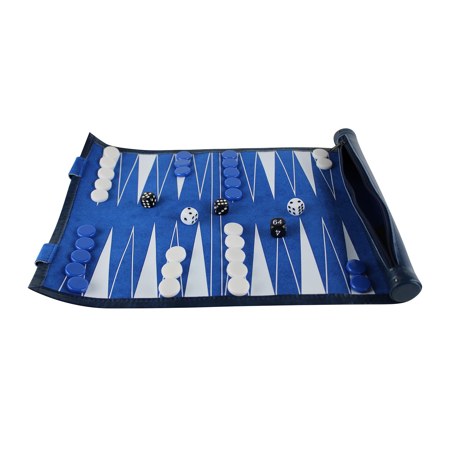 Blue Travel Roll Up Backgammon Set 13 Inch