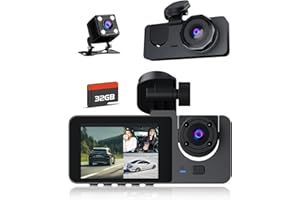 LENSUGE 3 Channel Dash Cam Front and Rear Inside,8K Full UHD Dash Camera for Cars with 32GB Card,Built-in Super Night Vision,WDR,Loop Recording,24H Parking Mode
