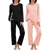 Cosy Pyro 2 Pack Women's Pajama Set Soft Loungewear Pjs Sets Long Sleeve Pajamas Top and Pants with Pockets