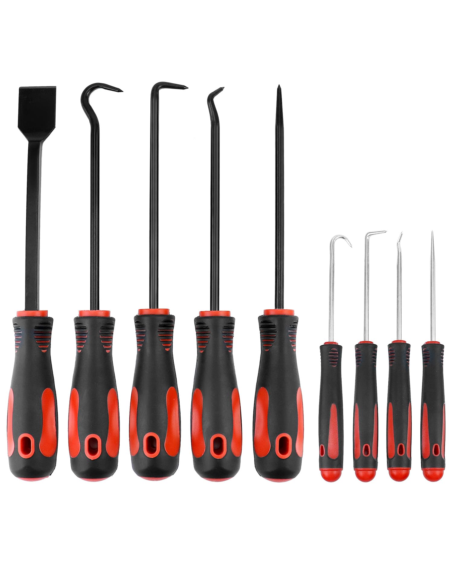 QWORK® 9Pcs Long Hook and Pick Set with Scraper, RemovalPullerHook, Automotive and Electronics Repair Tool Set