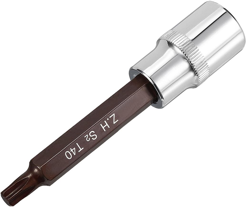 sourcing map 1/2" Drive x T40 Torx Bit Socket, S2 Steel Bits CR-V Sockets 4" Length Use with Ratchet Wrench, Slide Bar, Extension Rod