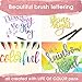 Watercolor Brush Pens–20 Vibrant Colors with Real Brush Tips. 1 Water Blending Brush. Durable Markers for Lettering, Bullet Journal, Drawing, Painting, Coloring - Bonus Stencil Pack