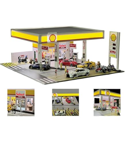 Amazon.com: 1/64 Scale Shell Gas Station Diorama - LED Lighted