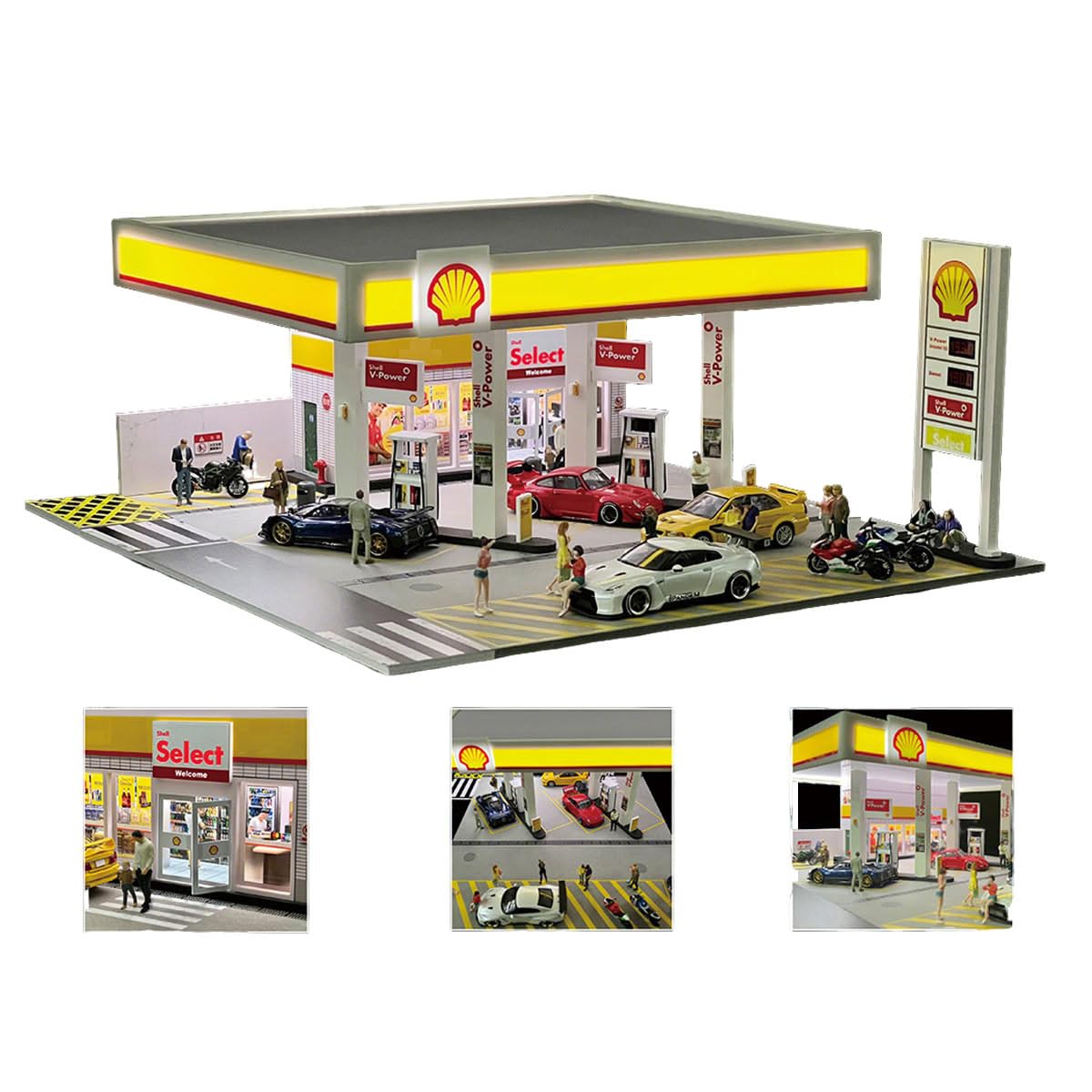 Photo 1 of 1/64 Scale Shell Gass Station Building Scene Model, DIY Miniature Model for Teens, Adults(Vehicle,Figure are not Include)