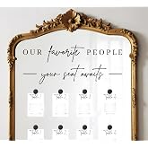 JarThenaAMCS Wedding Seating Chart Decal Our Favorite People Mirror Stickers Removable Letters Vinyl Decals for Glass Window Sign Marriage Decor, Black