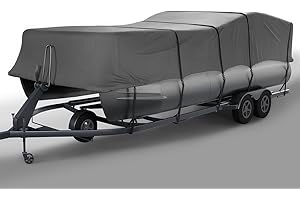 Seal Skin Covers Heavy-Duty Pontoon Boat Cover, Waterproof & UV Resistant, Fits 24 to 28ft L & Up to 102” W, Marine-Grade Protection with Secure Straps & Elastic Hem, All Weather Protection