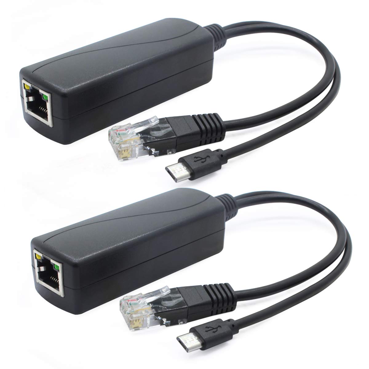 ANVISION 2-Pack 5V 2.4A PoE Splitter, Micro USB Plug, IEEE 802.3af Compliant, for IP Camera, Dropcam or Raspberry Pi and more, AV-PS05-1