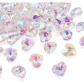 PH PandaHall Pandhall 100Pcs Faceted Crystal Glass Heart Beads Hanging Pendants AB Color Plated Clear for Bracelet Making 14x8x1mm(0.55"x0.31"x0.04")