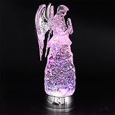 Wondise Color Changing Angel Lighted Snow Globe Water Lamp with 6 Hour Timer, 11 Inches LED Angel Lights Battery Operated Swirling Glitter Christmas Home Decor(Angel Praying Figurine)