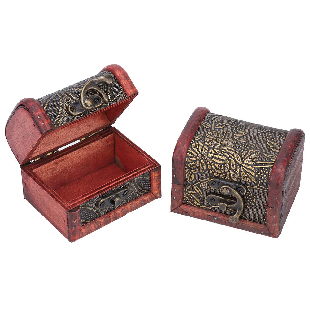 2Pcs Jewelry Boxes, Handcrafted Mini Wooden Storage Box Delicate Vintage Jewelry Container Case For Earrings Bracelets Rings For And Necklaces Lipstick Case