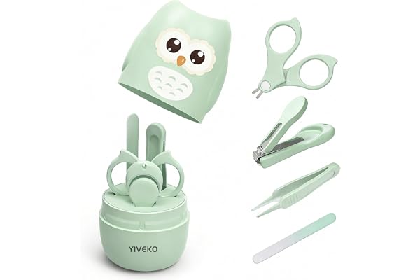 YIVEKO Baby Nail Kit, 4-in-1 Baby Nail Care Set with Cute Case, Baby Nail Clippers, Scissors, Nail File & Tweezers, Baby Mani