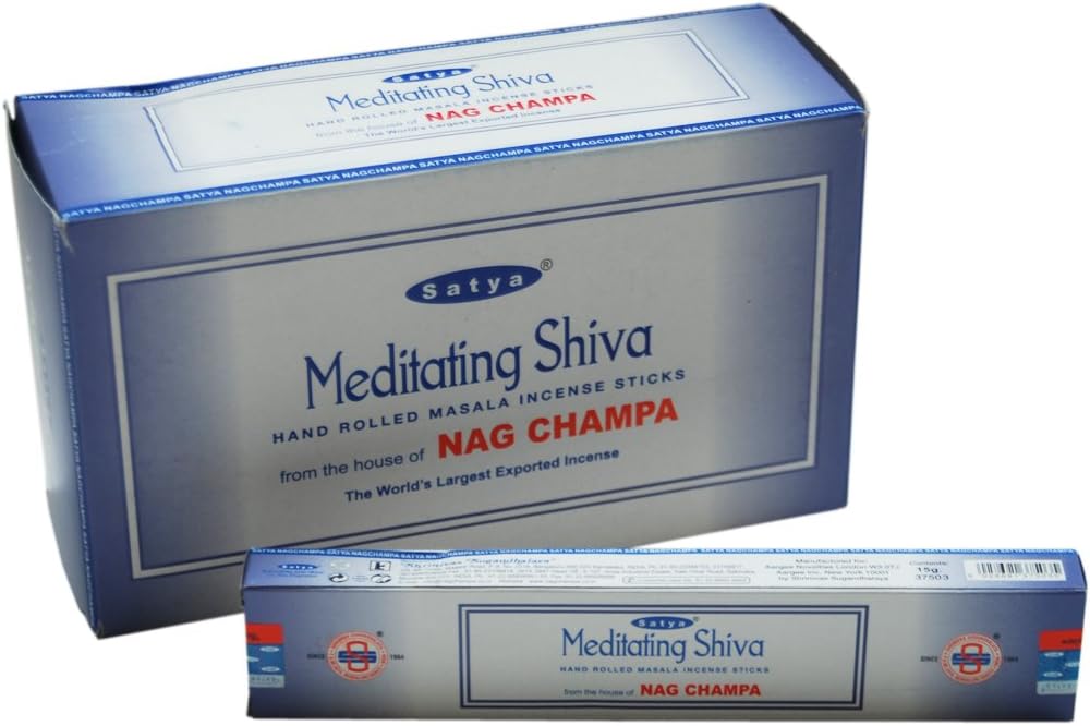 Satya Nag Champa Meditating Shiva Masala Incense, 15 Sticks x 12 Packs