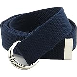 Thin Web Belt Double D-Ring Buckle 1.25" Wide with Metal Tip Solid Color