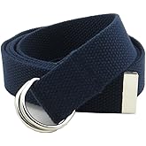 Thin Web Belt Double D-Ring Buckle 1.25" Wide with Metal Tip Solid Color